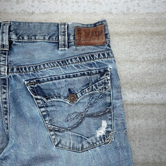 Vintage Y2K Skater Wide Leg Jeans 36x36 Flared Bell Bottoms Silver Medium Wash - Picture 3 of 6